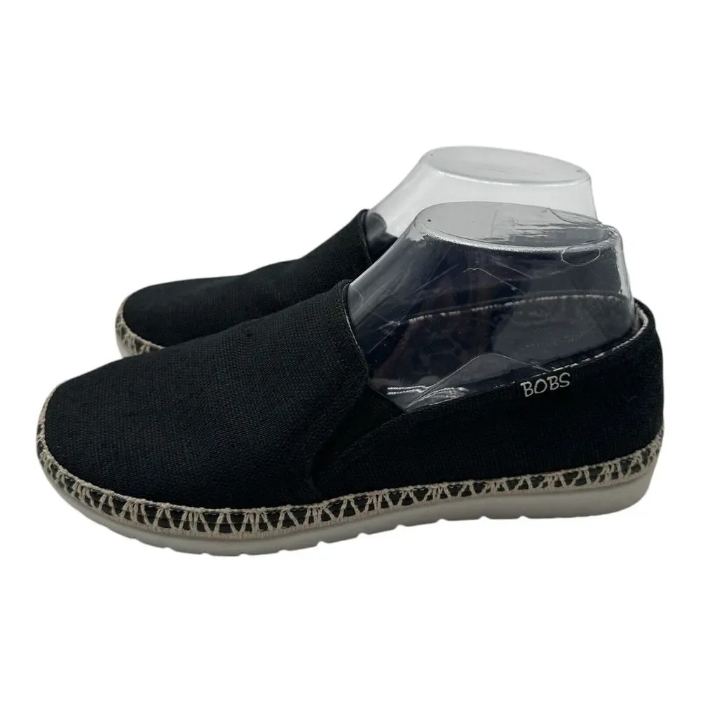 Skechers BOBS Flexpadrille 3.0 Shoes Womens 6.5 Black Slip On Espadrilles 113091